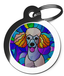 Poodle Dog Collar Tags Stained Glass Design