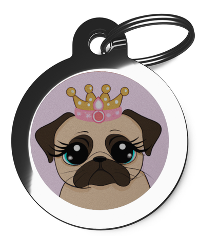 Pug Pet ID Tags For Dogs Princess Design