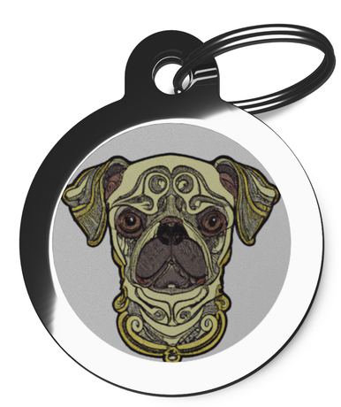 Pug Pet ID Tags Art Nouveau Design