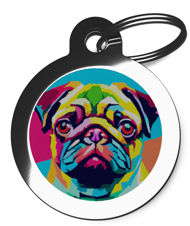 Pug Breed Dog Tags Pop Art Theme