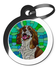 Dog Tags for Springer Spaniel's Stained Glass Design