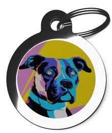 Staffy Dog ID Tags for Dogs Pop Art Theme