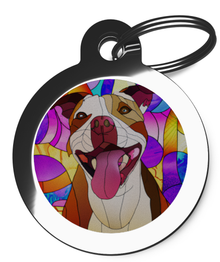 Dog Tags for Staffies Stained Glass Design