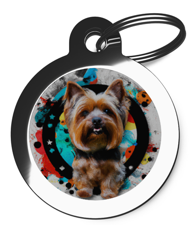 Pet Tags for Dogs Yorkie Graffiti Design
