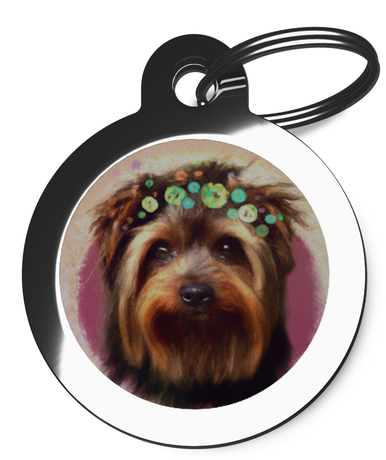 Yorkie Dog Tags for Dogs Hippy Design