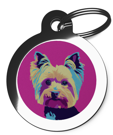 Yorkie Pet Tags for Dogs Pop Art Theme