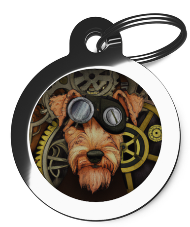 Airedale Terrier Breed Dog Tags Steampunk Theme