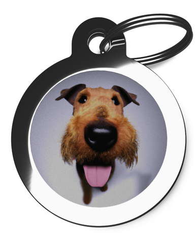 Airedale Terrier Dog Identity Tag Fisheye Lens