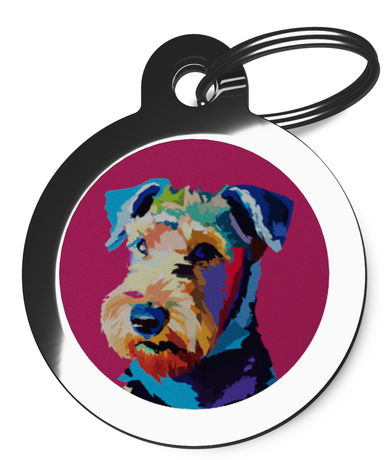 Airedale Terrier Pet Tags for Dogs Pop Art Theme