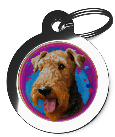 Airedale Terrier Pet Tags for Dogs Pop Art Theme