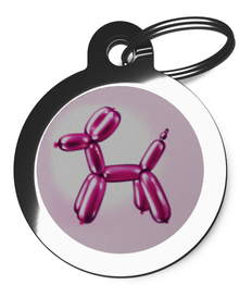 Pink Balloon Dog Pet ID Tag