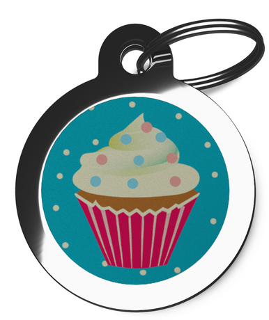 Polka Dot Cupcake Pet Tag for Dogs and Cats