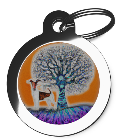 Dog and Tree Pet ID Tag - Orange Background