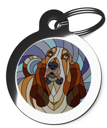 Basset Hound Stained Glass Dog Tag for Dogs