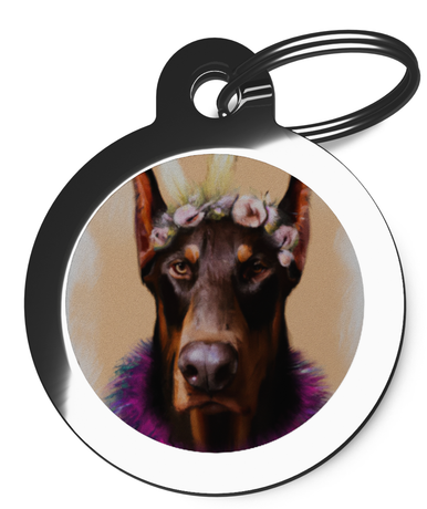 Doberman Hippy Dog Name Tag