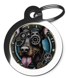 Doberman Steampunk Pet Tag for Dogs