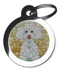 Bichon Frisé  Stained Glass Pet Name Tag