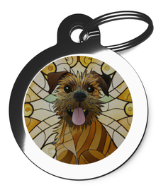 Border Terrier Stained Glass Pet Name Tag