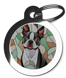Boston Terrier Stained Glass Breed ID Tag