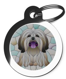Lhasa Apso Stained Glass Pet Name Tag