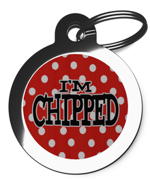 I'm Chipped Red Polka Dot Dog ID Tag