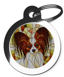 Papillon Stained Glass Pet ID Tag