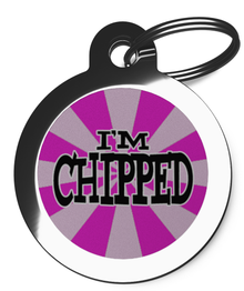 I'm Chipped Pink Stripes Pet Tag
