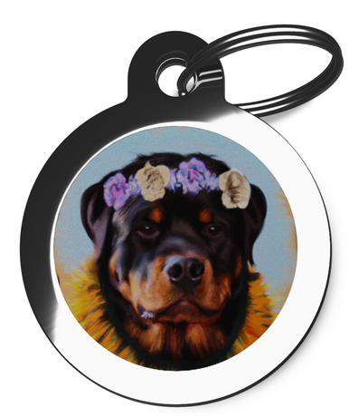 Rottweiler Hippy Pet Name Tag