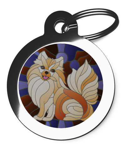 Stained Glass Spitz Breed ID Tag
