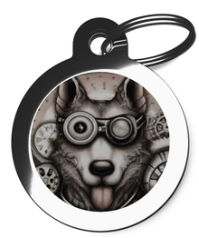 Wolfdog Steampunk Pet Name Tag