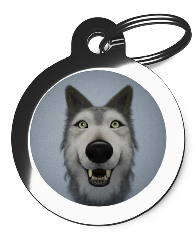Wolfdog Fisheye Lens Pet Name Tag