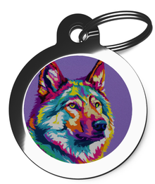 Wolfdog Pop Art Pet ID Tag