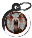 Stained Glass Chinese Crested Pet ID Disc