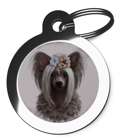 Hippy Chinese Crested Dog Name Tag