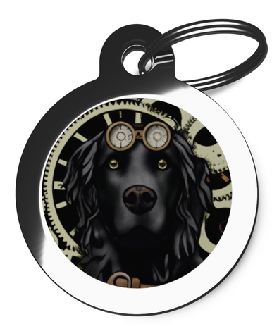 Flat Coated Retriever Steampunk Pet Name Tag