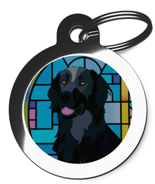 Stained Glass Flat Coated Retriever Pet ID Disc
