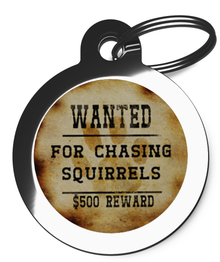 Wanted for Chasing Squirrels Tag for Dogs