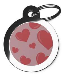 Pink Hearts Dog Identification Tag 