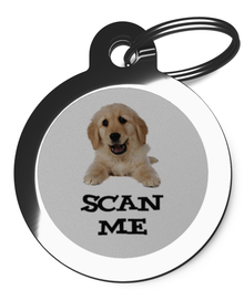 Scan Me Golden Retriever Dog Identification Tag