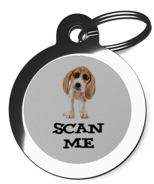 Scan me Beagle Pet ID Tag