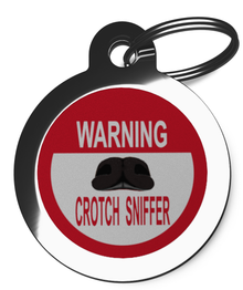 Warning Crotch Sniffer Pet ID Tag