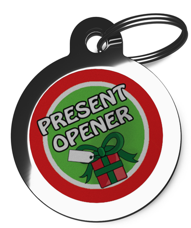 Cute Christmas Present Opener Dog ID Tag