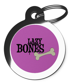 Pink Lazy Bones Dog Tag