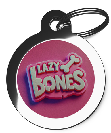 Pink Lazy Bones Dog Tag