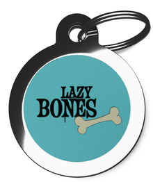 Blue Lazy Bones Dog Tag