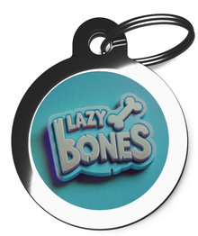 Blue Lazy Bones Dog Tag