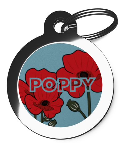Poppy Flower Pet ID Tags