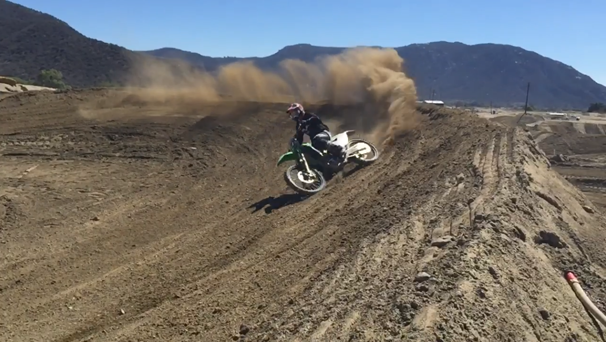 2014 Kawasaki KX250F with JBI Suspension Pro Shock in action at Pala Raceway