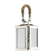 Small Metal & Glass Lantern with Rope Handle