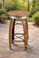 Rustic Wine Barrel Stool Non-Swivel Reclaimed Oak Bar Stool